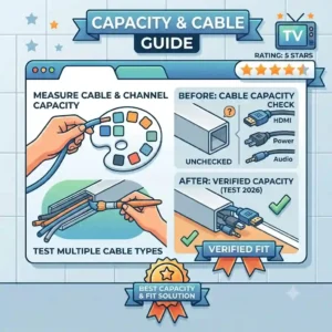 A capacity verification guide demonstrating multiple cable types and verification fit for the tv kabelkanal test 2026.