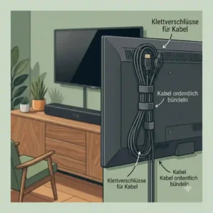 Creative soundbar cable decor concealment hiding wires behind books and plants on a shelf.