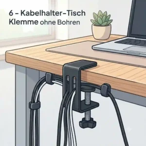 A no-drill clamp-on computer kabelhalter tisch attached to the side of a gaming desk.