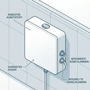 Close-up detail showing the durable plastic material of the tv kabel box wandmontage.