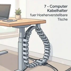 Vertebrae-style cable guide used as a computer kabelhalter tisch for an adjustable standing desk.