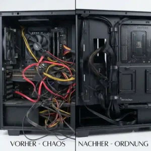 Before and after comparison of a PC build to pc kabel verstecken gehäuse.