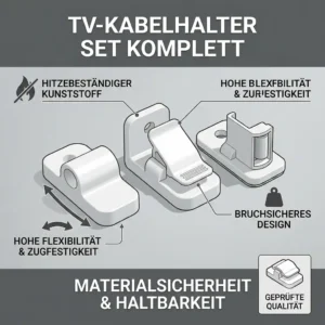 Close-up showing the durable and heat-resistant material quality of the tv kabelhalter set komplett.